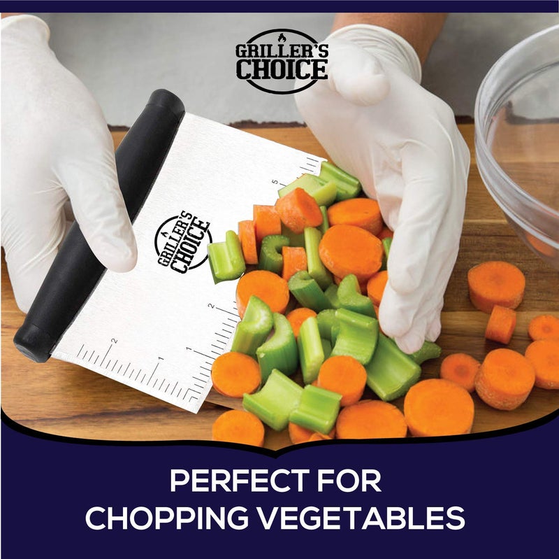 Grillers Choice التجارية مقعد من الفولاذ المقاوم للصدأ مكشطة مريح القبضات مكشطة أداة المطبخ مكشطة الغذاء مكشطة المعجنات مكشطة - Image 4
